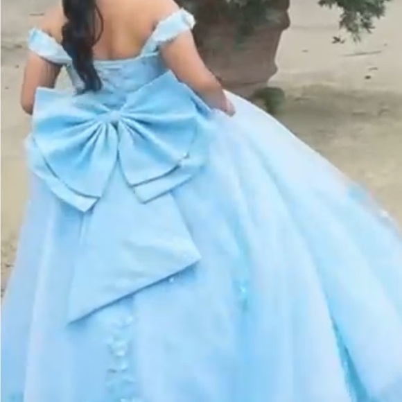 Elegant Light Blue Ball Gown - Picture 3 of 5